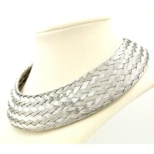 Vintage Woven Stainless Steel Woven Choker Necklace by Barbara Silverstein 1990s